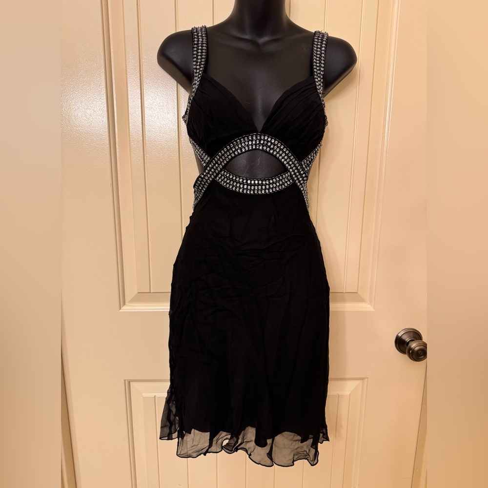 Y2K  Pre owned Marciano Black Dress with sequins Silver Accents size XS